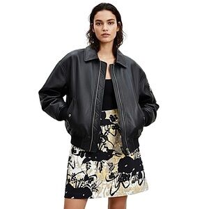 MEXX cream taupe black yellow abstract floral print a line mini skirt EU 38